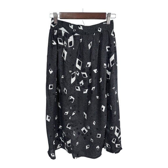 Greenwich Square Vintage Abstract Geometric Midi Skirt Rayon Made USA 9/10 - Picture 1 of 7